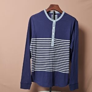 Bonobos Blue and White Striped Henley Shirt